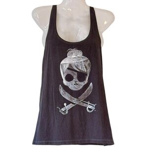 Raw Threads Pirate Bell Women's Organic Cotton Bamboo Racerback Tank Black Large